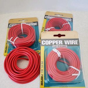 Copper Coated Wire - 16 Gauge - 4 Packages with 25 Feet Each - Red Coated